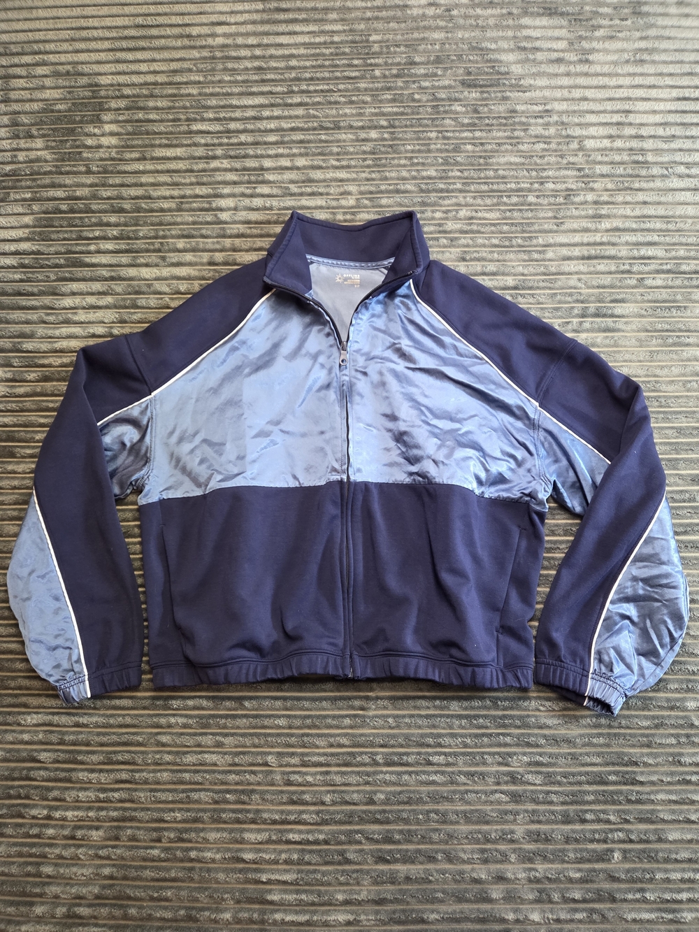 Offline By aerie Two-Tone Navy and Light Blue Full-Zip Windbreaker Jacket